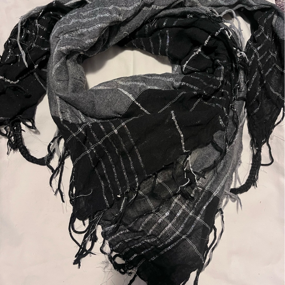 Black, gray, white and silver scarf